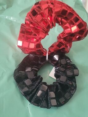 torrid Red and Black Sequin Scrunchie Duo
